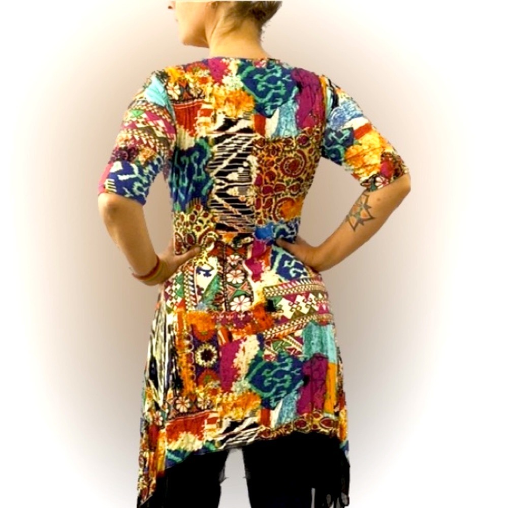 Nwot Cupio Colorful Patchwork Pattern Asymmetric … - image 5